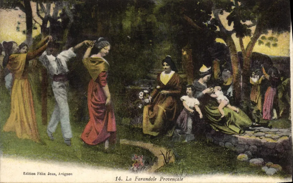 A Farandole Provençale — cena de dança — Edição Félix Jean, Avignon, n°14 - Frente