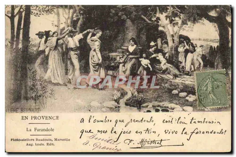 La Farandole — Em Provéncia — Photo-ateliers Baudouin, Marselha, n° 138 - Frente