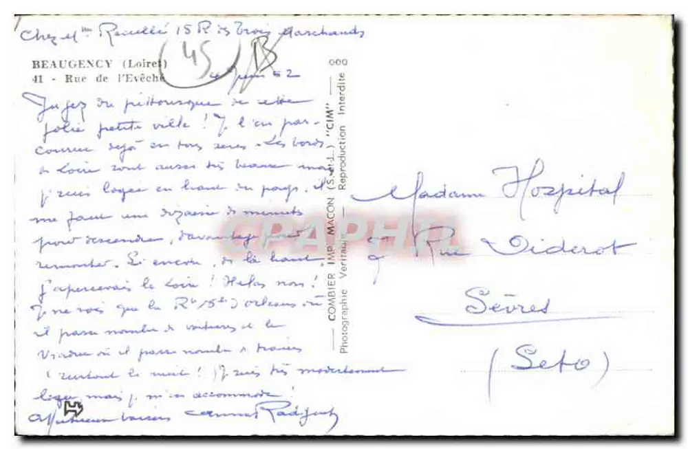 Beaune — Rue de l'Évêché — Fotógrafo Combiére - Verso