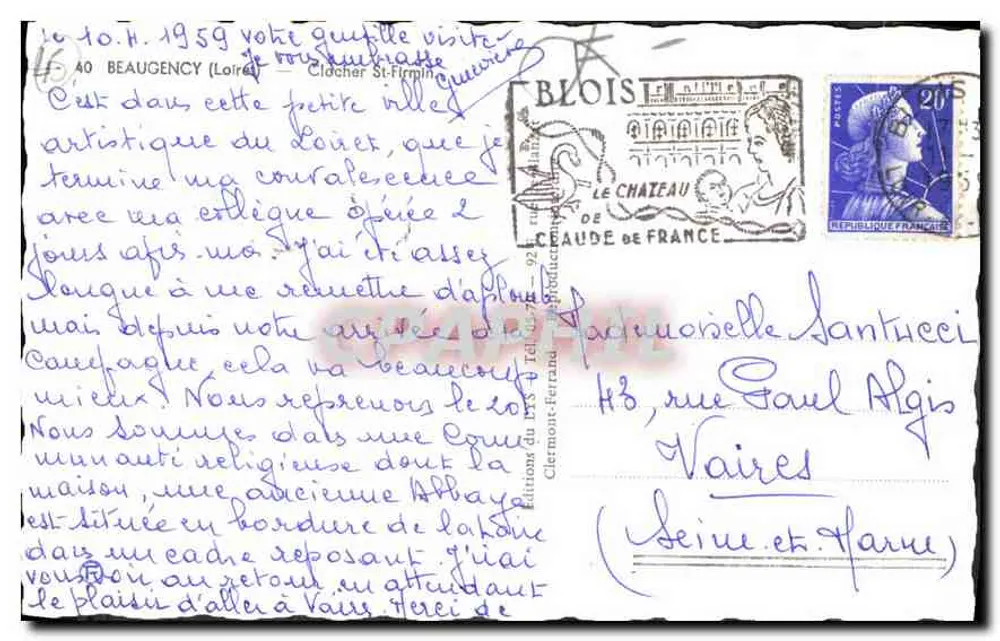 Beaugency (Loiret) — Turm der Kirche Saint-Firmin — Editionen des Château de France - Rückseite