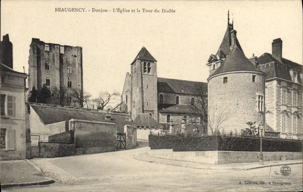 Beaugency - Burg, die Kirche und die Teufelsturm — A. Lefèvre, lib., in Beaugency - Vorderseite