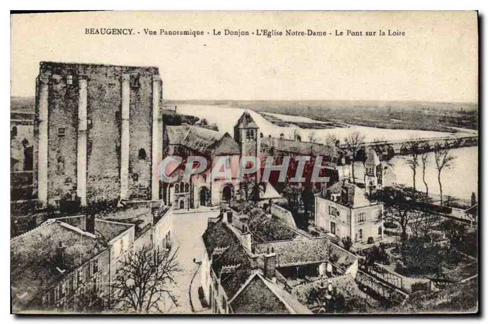 Beaugency - Panoramablick - Der Bergfried - Die Kirche Notre-Dame - Die Brücke über die Loire - Vorderseite