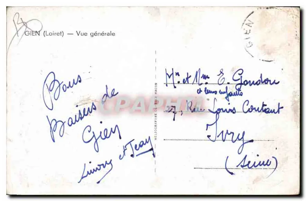 Glen (Loiret) — Algemene uitzicht — Heliodravure Co. Macon - Achterkant