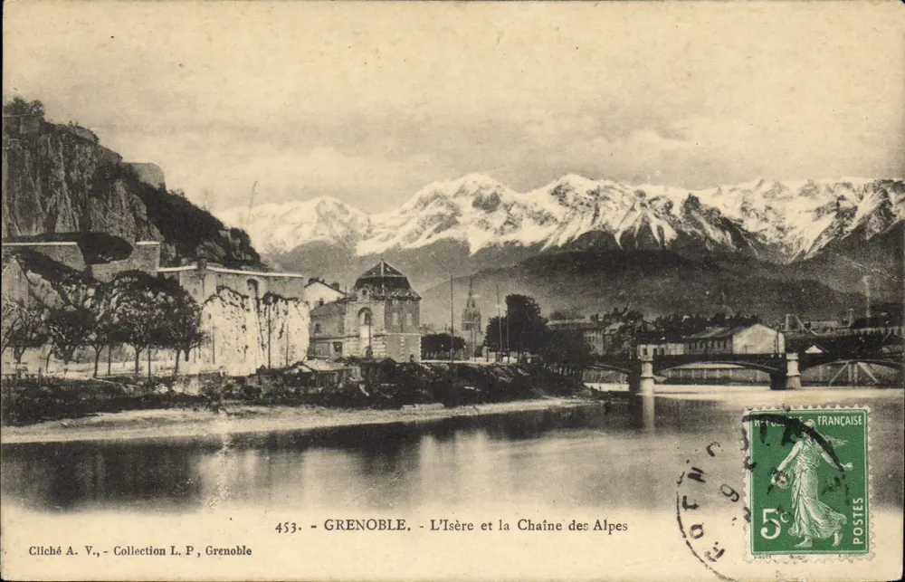 Grenoble - Der Isère und die Alpenkette — Cliché A. V., Sammlung L. P., Grenoble, n° 453 - Vorderseite