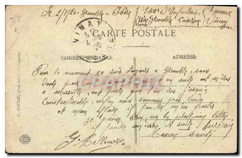 Grenoble — Avenida Alsácia-Lorena — Editor Duronnes, n°94 - Verso