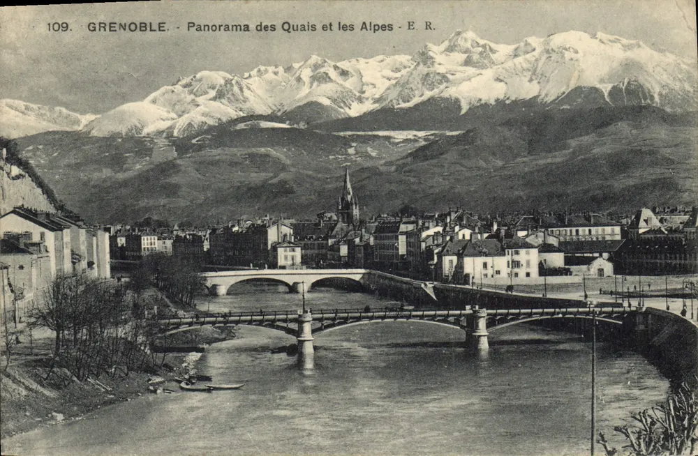 Grenoble - Panorama der Quais und der Alpen - E.R. n°109 - Vorderseite