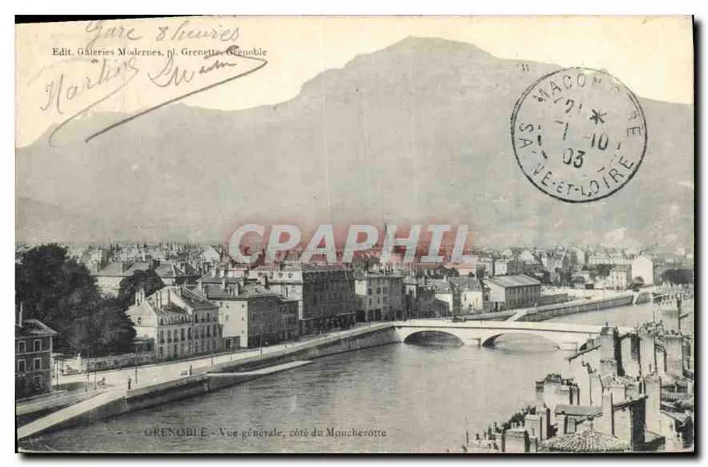 Grenoble — Vista geral, lado do Moncherotte — Edit. Galerias Modernas, pl. Grenette, Grenoble - Frente
