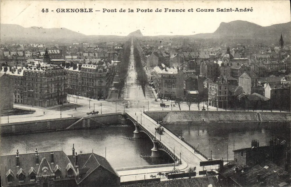 Grenoble — Brücke der Porte de France und Cours Saint-André — Verlag: Philippe, Autun - Vorderseite