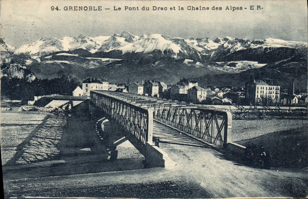 Grenoble — Der Drac-Brücke und die Alpenkette — E.R. - Vorderseite