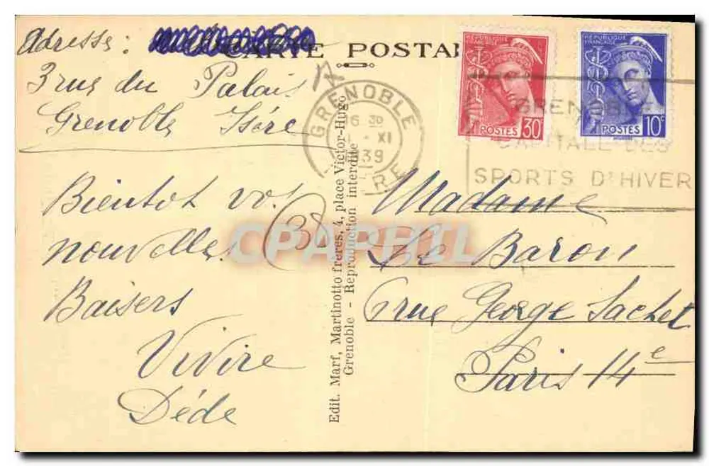 Grenoble — Vista geral — Le Moucherotte (1906 m.) - Verso