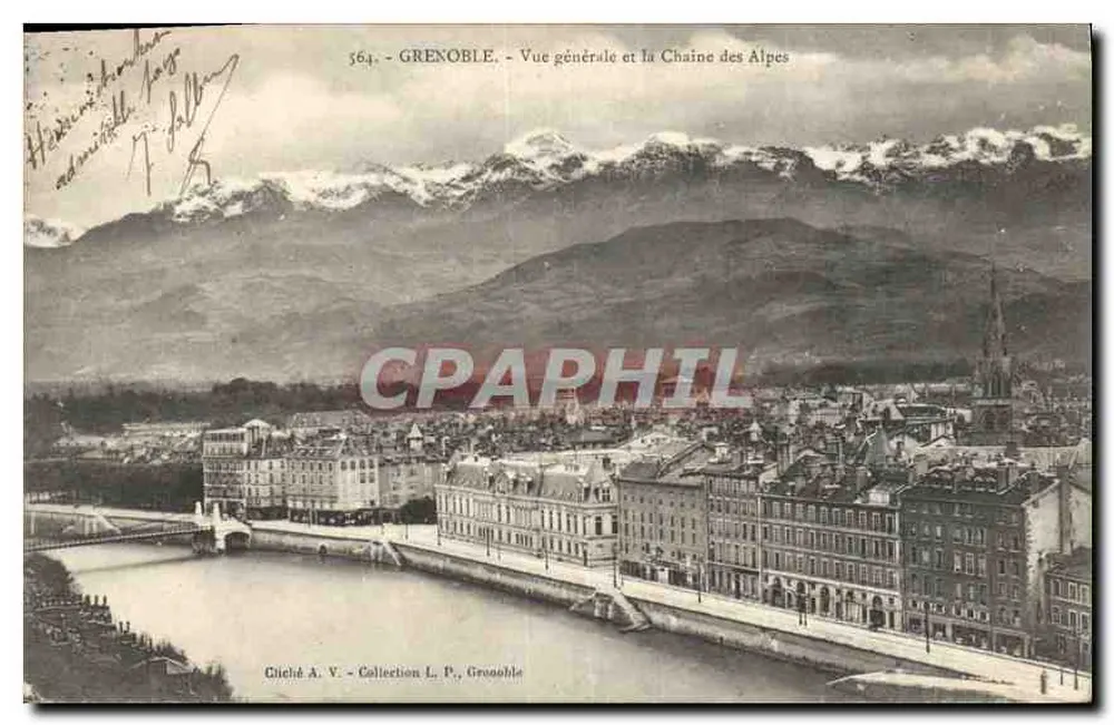 Grenoble — Allgemeiner Blick und die Alpenkette — Chiché A. V., Sammlung L. P., Grenoble - Vorderseite