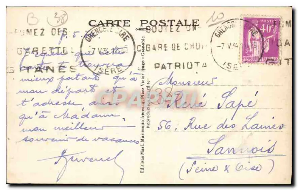 Grenoble — Place Victor-Hugo, Le Rabot, die Bastille und Saint-Eynard - Rückseite