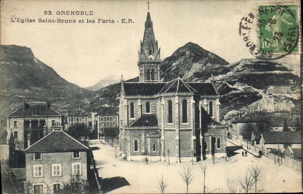 Grenoble — A Igreja de São Bruno e os Fortes - E.R. - Frente