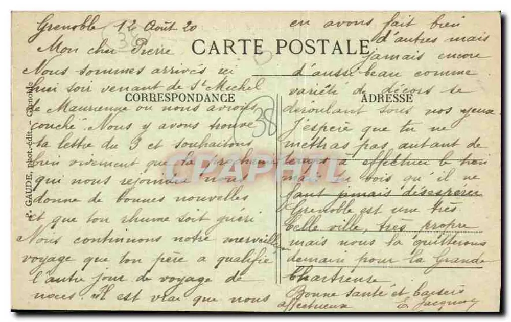 Grenoble — Panorama der Quais und der Alpenkette — Verlag Gaude, n°90 - Rückseite