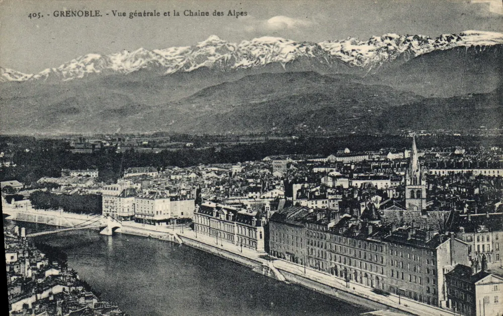 Grenoble — Allgemeine Ansicht und die Alpenkette — Ausgabe von M. Spigier, Nr. 405 - Vorderseite