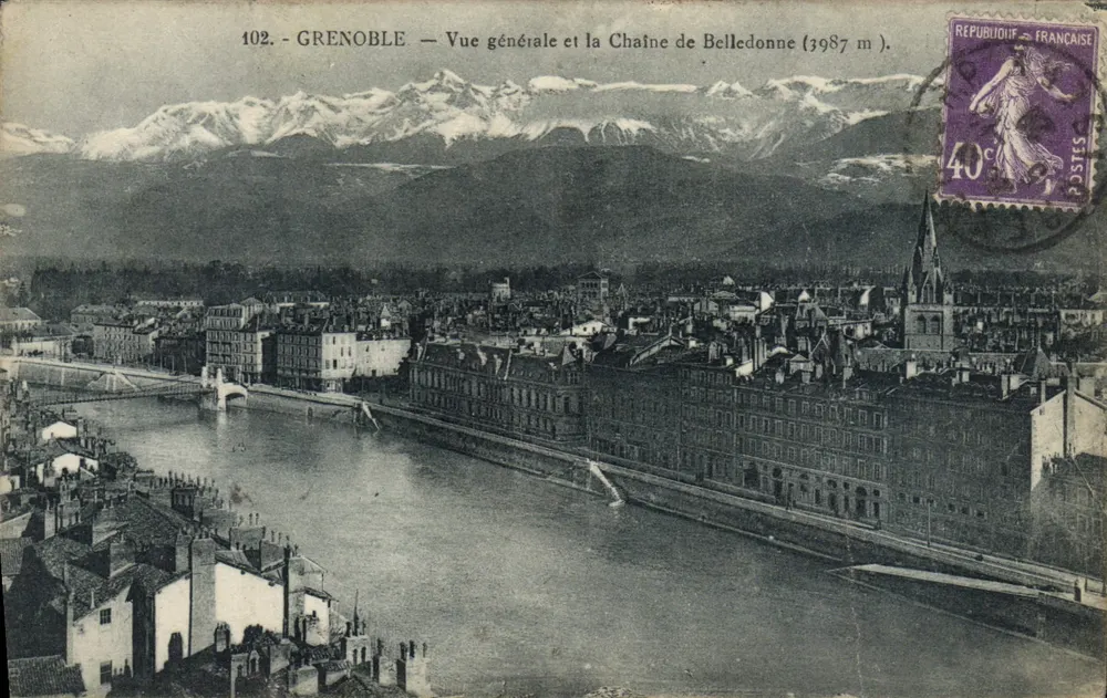 Grenoble — Allgemeiner Blick und die Belledonne-Kette (3987 m) — Verlag C. Balle - Vorderseite