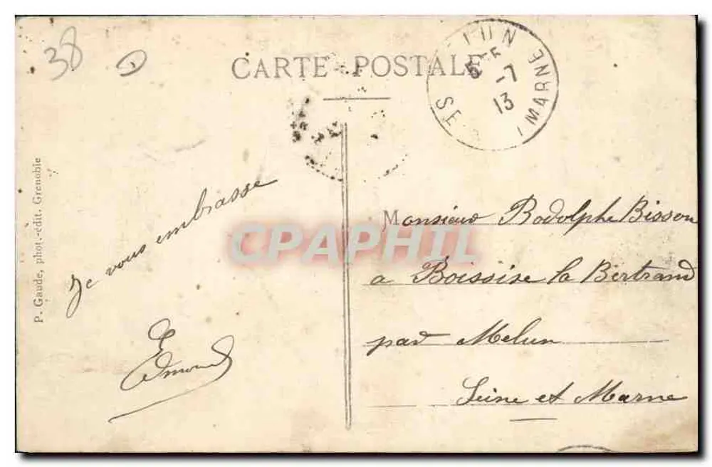 Grenoble — Denkmal des Centennaires — Die Place und die Kirche Notre-Dame - Rückseite