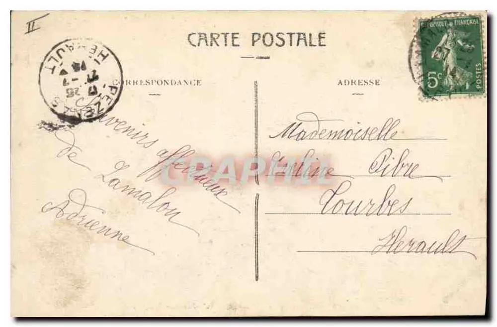 LAMALOU-le-HAUT (Hérault) — Ansicht der Allée der Seufzer — Edition Marius Fons, n°46 - Rückseite