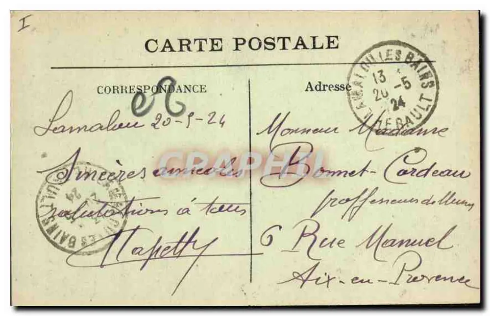 Lamalou-le-Haut (Hérault) — L'Allée des Soupirs — Edit Marius Pons, Béziers - Rückseite