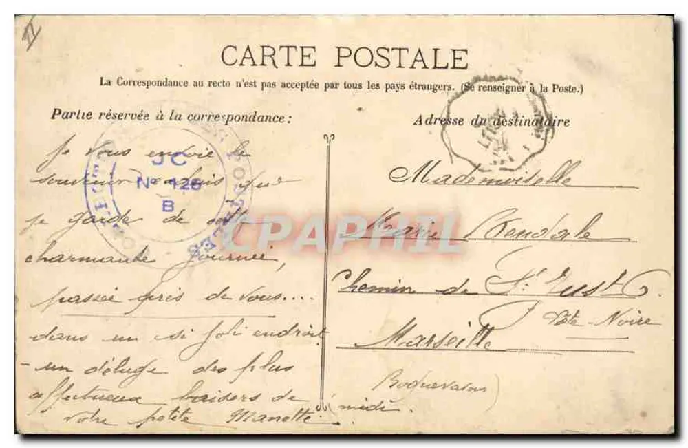 Roquefavour - Ein Eckbereich des Vallon St Honorat — Guende phot, Marseille, Nr. 173 - Rückseite