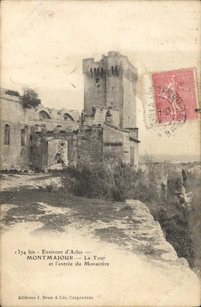 Montmajour — Die Turm und der Eingang zum Kloster — Editions J. Brun & Cie, Carpentras - Vorderseite