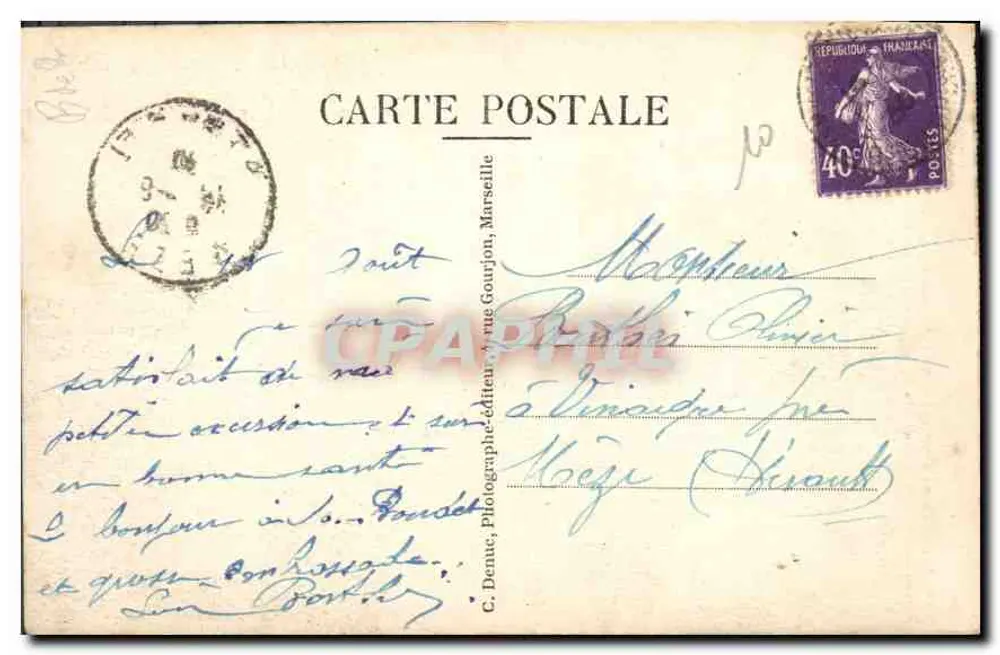 Les Saintes-Maries-de-la-Mer (Camargue) — Statue der Mireille, eingeweiht am 26. September 1920, Place F. Mistral — Edit. Charles Aprin - Rückseite