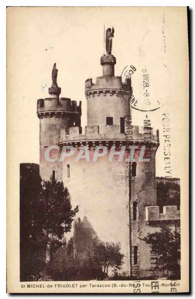 St MICHEL-de-FRIGOLET — castelo com estátuas — por Tarascon (B.-du-Rhône) - Torre St-Norbert - Frente