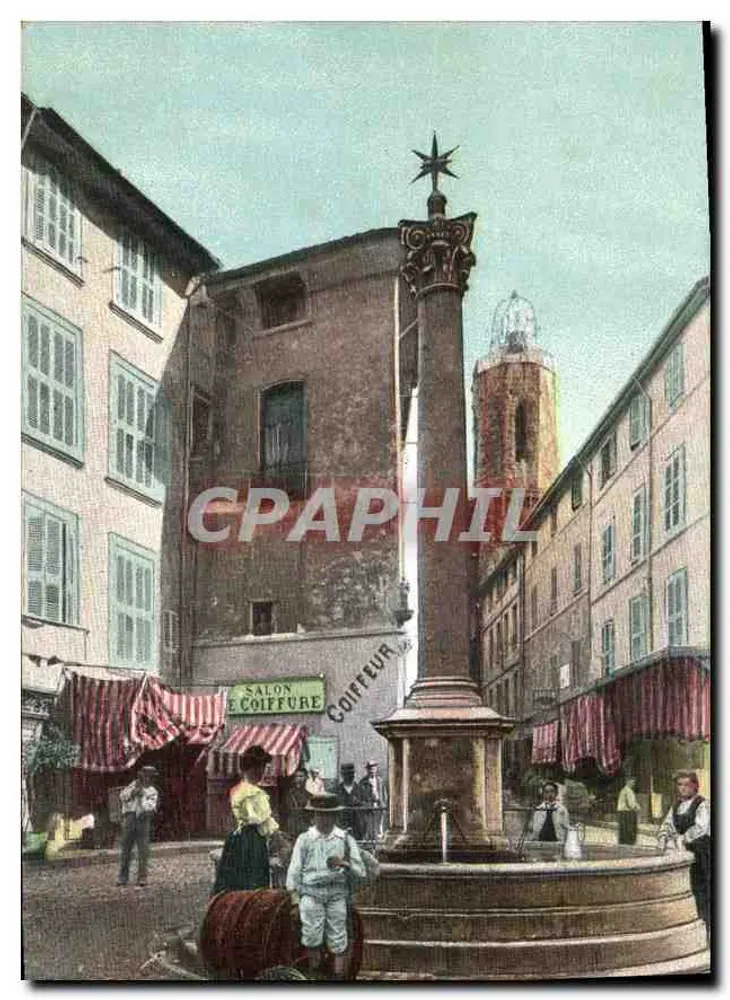 Platz der Fontaine — Säule mit Stern — Friseursalon — Verlag: AQUA PARIS - Vorderseite