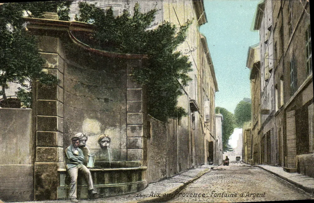 Aix-en-Provence — Fontaine d'Argent avec homme assis — éditeur L. Gage, n° 2644 - Frente