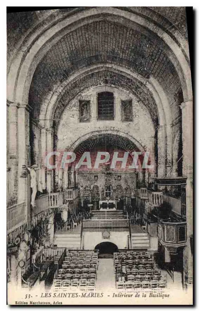 Les Saintes-Maries - Interior da Basílica — Edição Marcheteau, Arles, n°53 - Frente