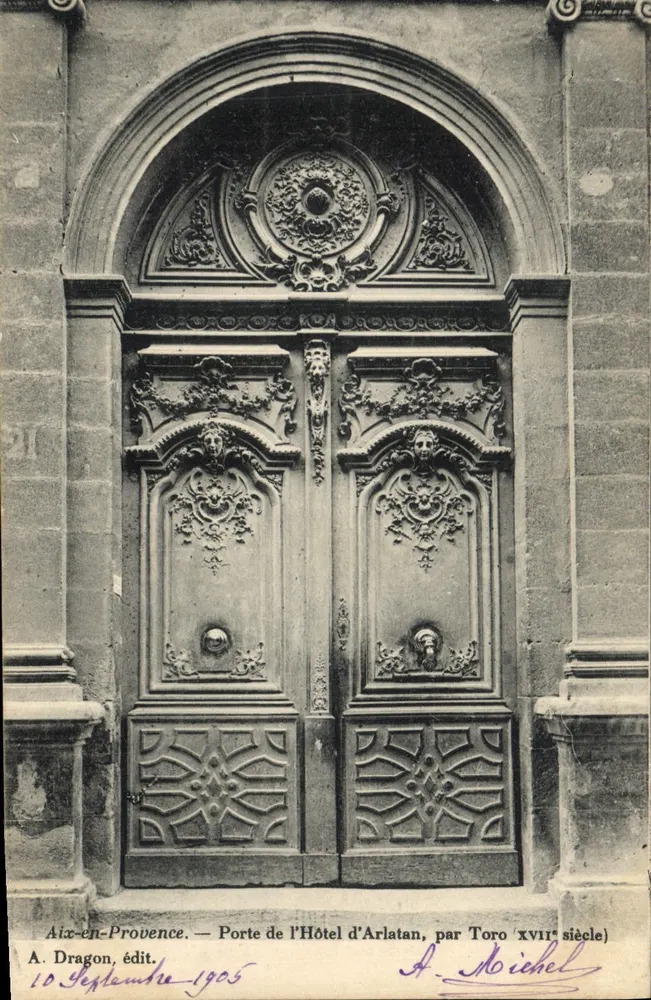 Aix-en-Provence — Tür des Hôtel d'Arlatan, von Toro 17. Jahrhundert — A. Dragon, Verlag - Vorderseite