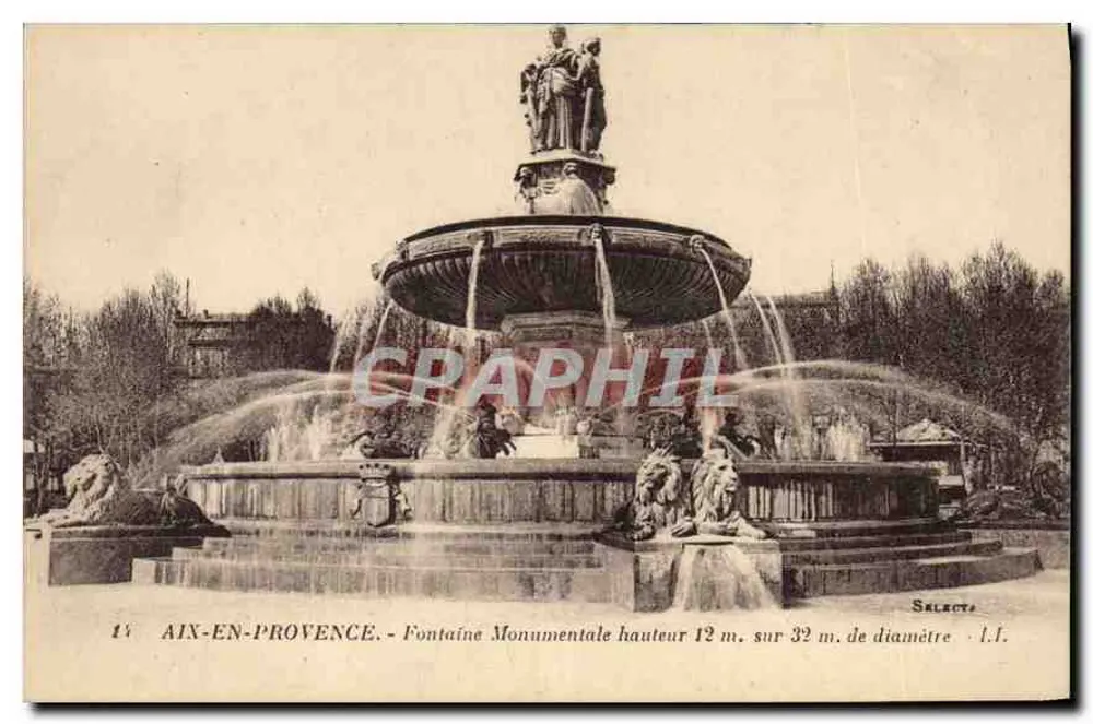 Aix-en-Provence — Fonte Monumental com altura de 12 m, em 32 m de diâmetro — Selects I.F. - Frente