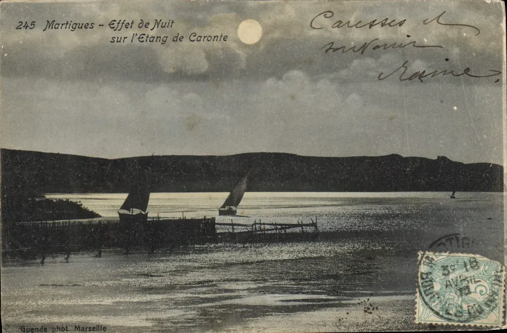 Martigues — Nachtszene am Etang de Caronie — Guende fot. Marseille, n°245 - Vorderseite