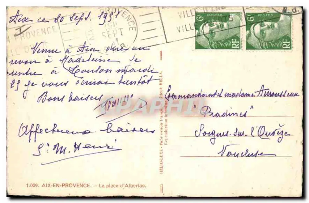 Place d'Albertas — Aix-en-Provence — Rolle - Verso