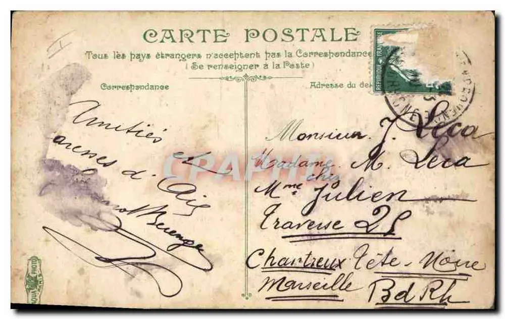 Fontaine de la rue Mirabeau — Aix-en-Provence — veröffentlicht von der Société des Cartes Postales Thermale 363 - Rückseite