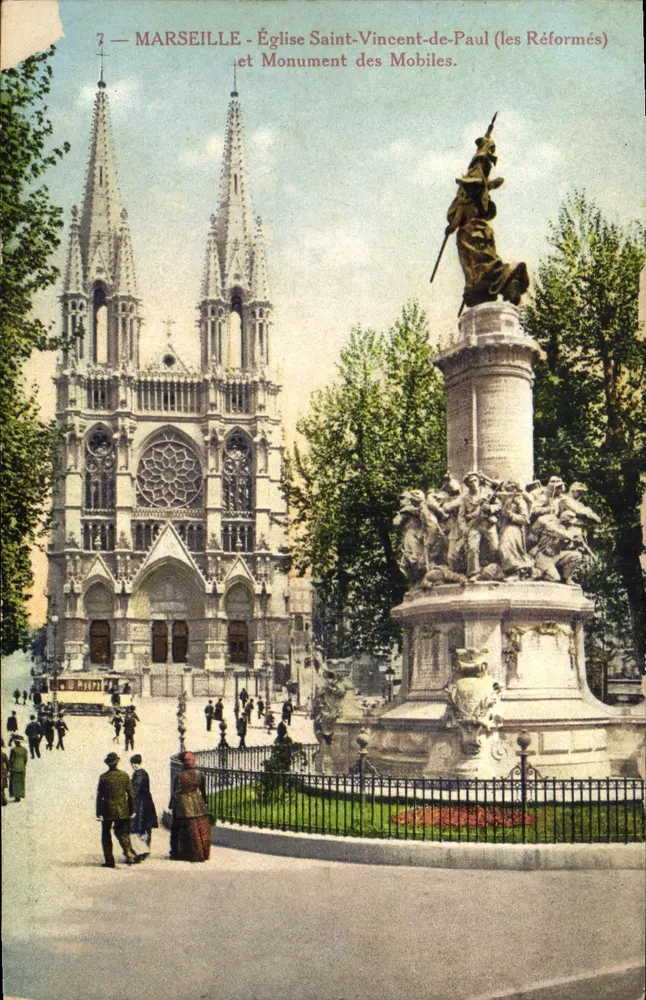 Marseille - Kirche Saint-Vincent-de-Paul (die Reformierten) und Denkmal der Mobiles - Vorderseite