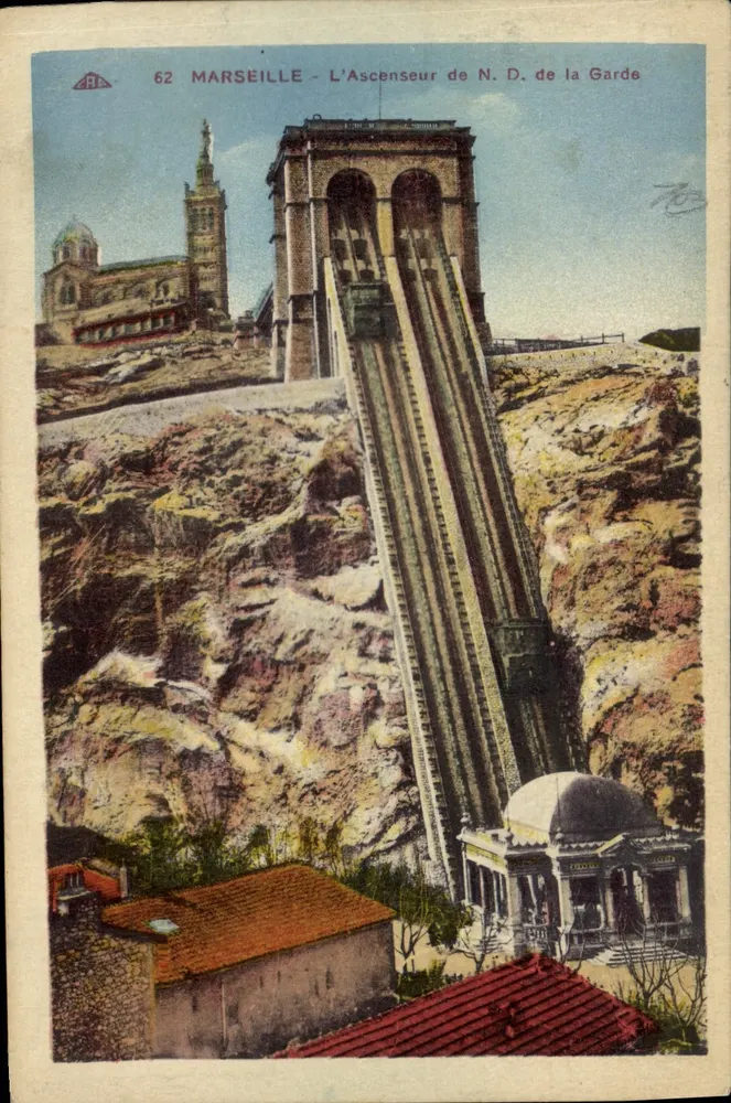 Marseille - El ascensor de Notre-Dame de la Garde — editor Tarjeta postal antigua - Anverso