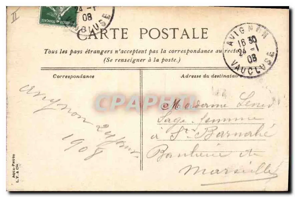 Arles. O Teatro Romano — Bilhete postal antigo n°18 — editor AQUA-PHOTO L.Y. & Cie - Verso