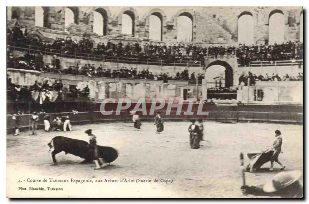 Spanische Stierkampf — in den Arenen von Arles (Capa Suerte) — Fot. Blanchin, Tarascon - Vorderseite