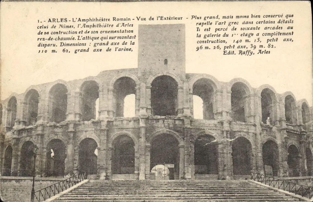 Arles — Das römische Amphitheater — Aussicht von außen — Edit. Raffy, Arles - Vorderseite