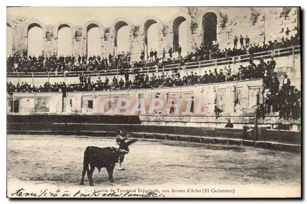 Spanische Stierkampf — in den Arènes d'Arles (El Cachettero) — Foto. Blanchin, Toulouse - Vorderseite