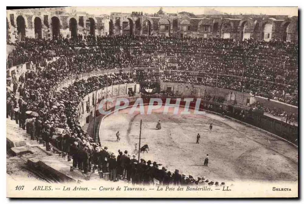 Arles — Die Arenen — Stierkampf — Das Aufstellen der Banderillas — Selecta, n° 107 - Vorderseite