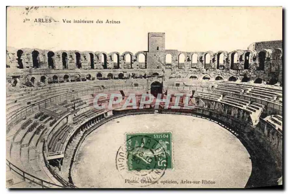 Arles — Visão interna das Arénes — Foto. Douzon, óptico, Arles-sur-Rhône - Frente