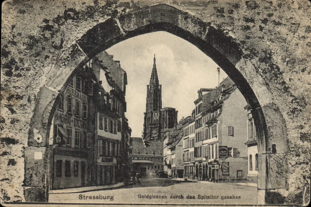 Straßburg — Ansicht der Kathedrale vom Spitaltor — Verlag Hermann, Nr. 6 - Vorderseite