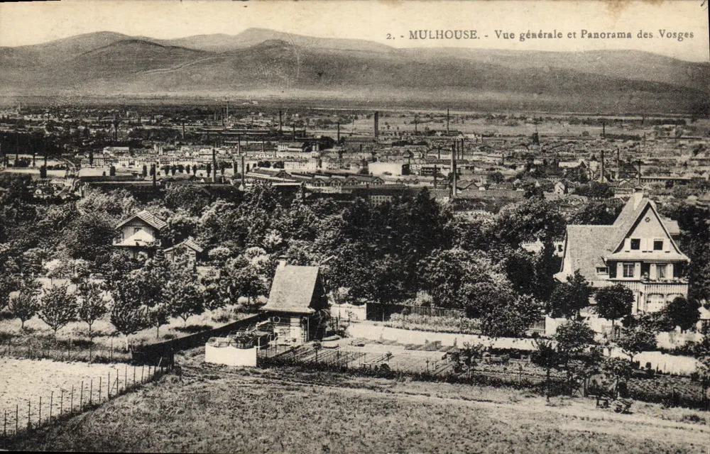 Mulhouse — Allgemeiner Blick und Panorama der Vosges — unbekannter Verleger, Seriennummer 2 - Vorderseite