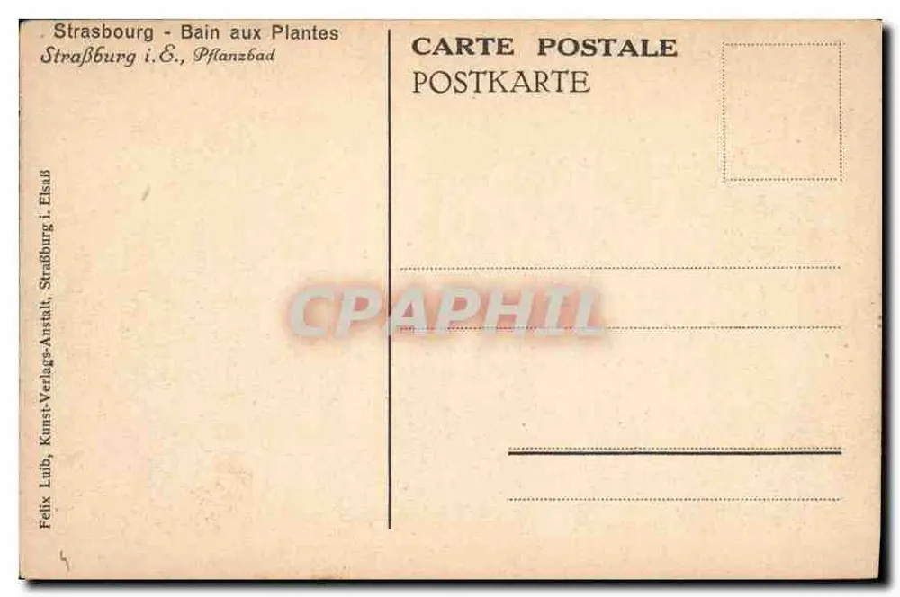 Estrasburgo - Banho das Plantas — Felix Laub, Kunst-Verlage, Estrasburgo - Verso