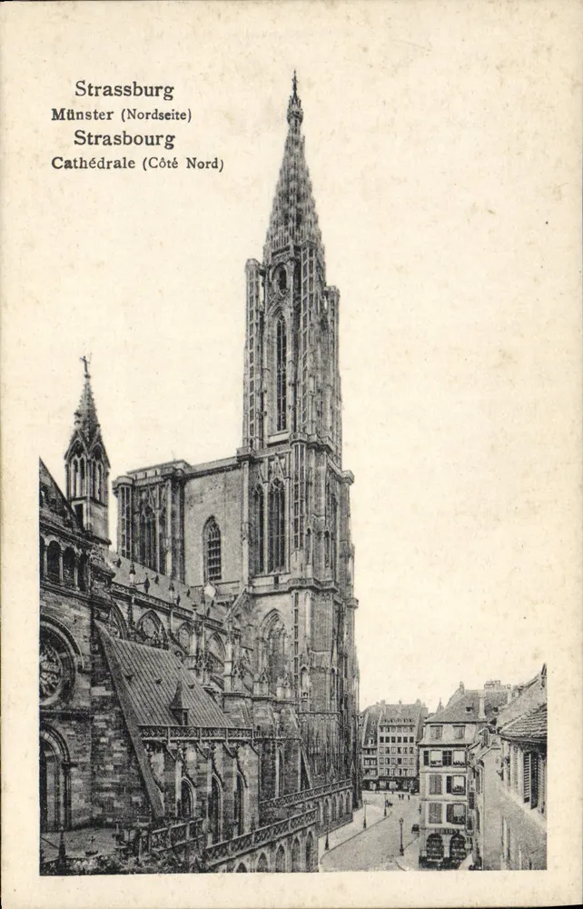 Straßburg - Kathedrale (Nordseite) — Ansicht der Nordturme — Verleger Felix Lübb, Straßburg - Vorderseite