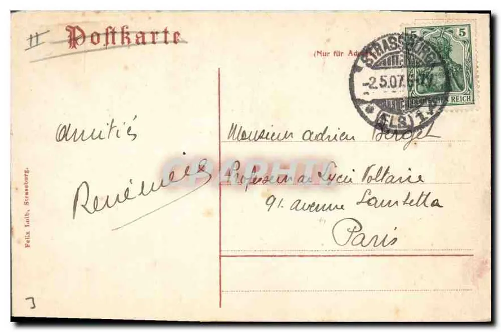 Strasbourg — Rheinbrücke — Verlag Felix Laith, Nr. 7 - Rückseite