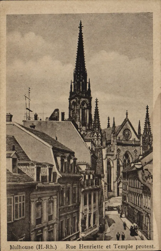 Mulhouse (H.-Rh.) — Rue Henriette e Templo Protestante — Casa de Edição de Arte Alemã - Frente