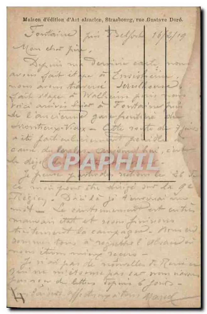 Mulhouse (H.-Rh.) — Rue Henriette e Templo Protestante — Casa de Edição de Arte Alemã - Verso
